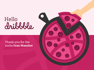 Hello Dribbble debut design illustration pizza