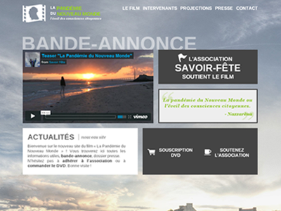 La Pandémie du Nouveau Monde - Home one page webdesign