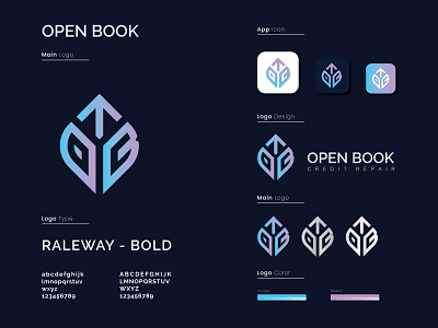 Open book Logo and style guide, Letter OB logo