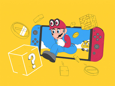 Super Mario Odyssey coin game game art goomba illustration illustrator mario nintendo nintendo switch super mario vector