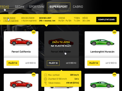 DREAM-CARS web redesign car ferrari lamborghini rental supersport web