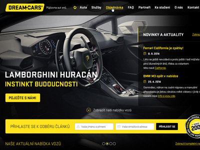 DREAM-CARS web redesign car homepage lamborghini rental supersport web