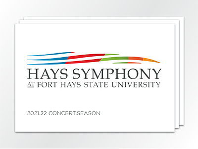 Waves of Sound | Hays Symphony 2021 Season Post Card conceptual logo concert postcard graphic design logo logo a day music music in motion postcards simple sound typography vivid colors waves