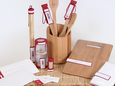 Ergos Kitchenware: Ergonomic + Style bamboo branding businesscard elegant leather minimalist minimalistic packaging red silhoutte simple simple clean interface simplicity toothpick