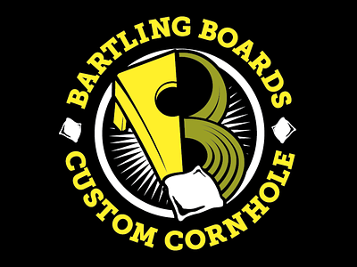 Bartling Boards Early Logo Design bean bounce branding bright bright colors circular logo illustration letterform logo logo a day prelaunch radial simple slab-serif solid colors toss