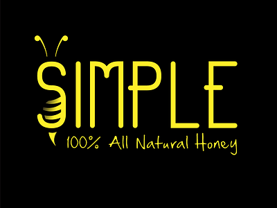 Simple: 100% All-natural Honey. all natural bee black and yellow conceptual honey icons logo logo a day simple superhero symbol typography vector