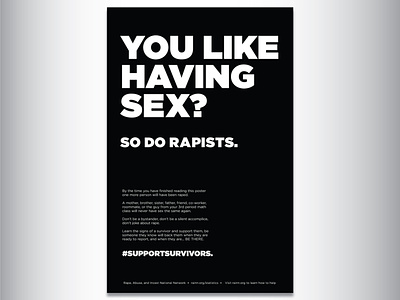 This too harsh? activism awarness back and white elegant gotham rape rapists sexual assult simple social justice survive survivors swiss style typography