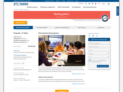 Programas / Degree Programs | Utadeo concept interface news proposal ui ui design university web webdesign white