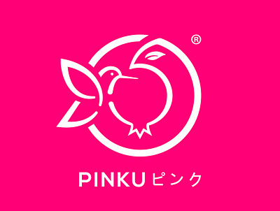 PINKU ピンク bird branding colibri fruits icecream juice juice bar logo pink pomegranate ピンク