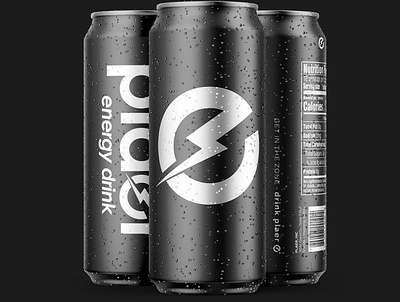 Plaer Energy Drink Brand Identity beverage black bolt branding can design drink energy energy drink logo packaging