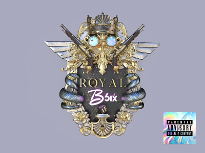 Royal - B-6IX / Music cover Illustration 3d cover design eagle hiphop illustration king logo music royal snake wolf
