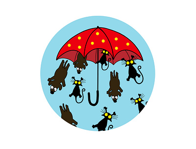 Raining Cats & Dogs cat cats dog dogs funny illustration procreate procreate app raining silly sticker