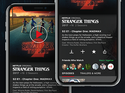 Netflix, watch together idea app debut ios11 iphonex madmax mobile netflix quokka redesign stranger things ui ux