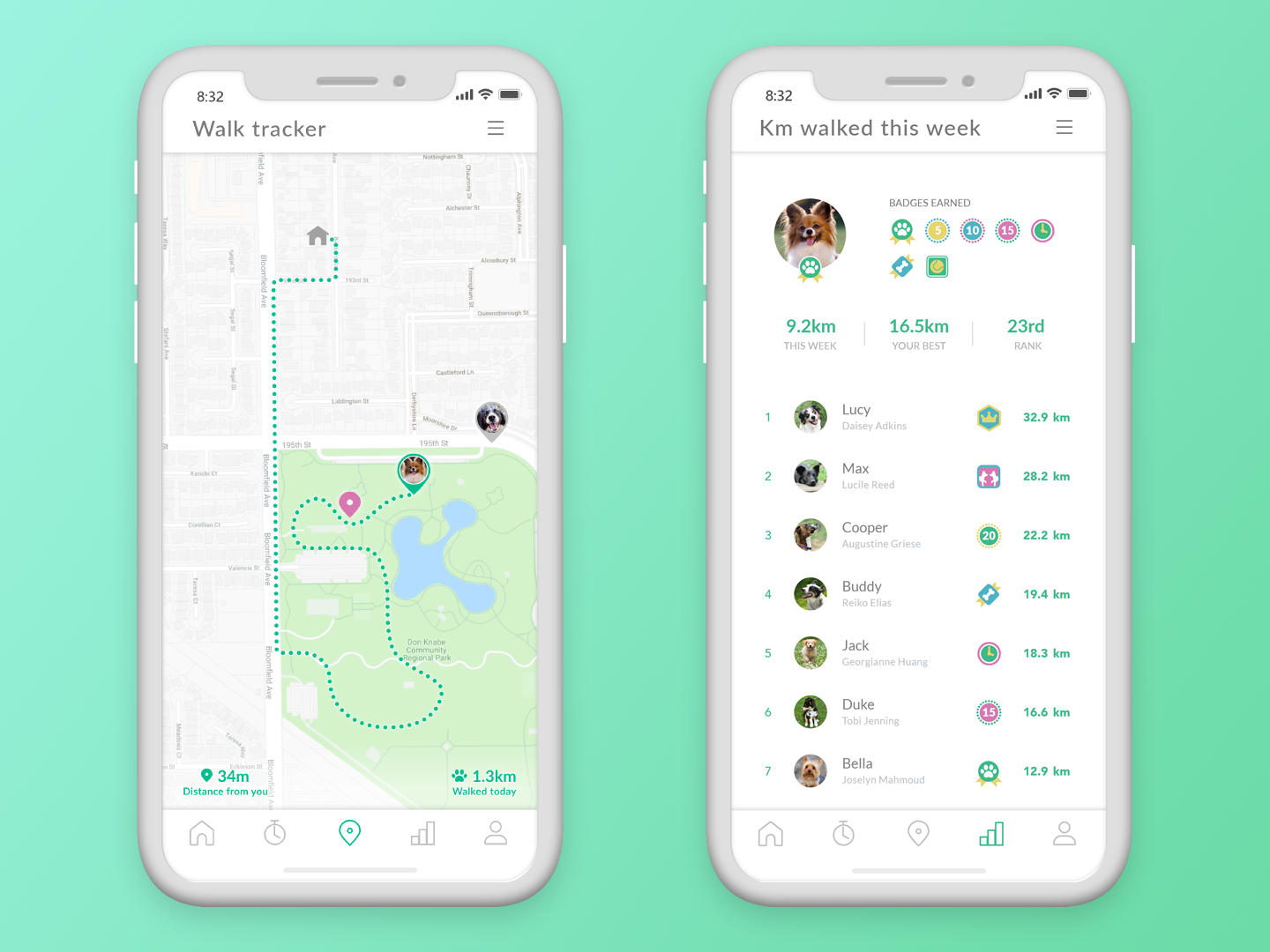 Social dog walking app concept - Daily UI 020 by Ashley Saleem-West on