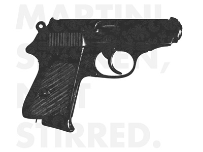 James Bond Series - Goldfinger 007 black bond floral gun james poster typography white
