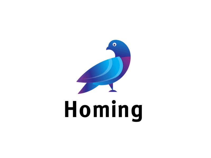 Homing animation app bird logo brand identity branding dove gradient color illustration logo logo animal logo animation logo design pigeon