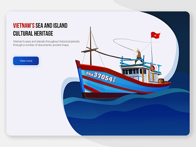 Landing page: Vietnam Sea and Island blue boat cultural fisherman fishing heritage homepage illustration island landing page sea vietnamese website