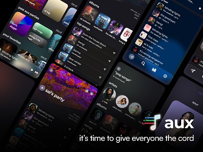 Aux on iOS app branding design ios music ui ux