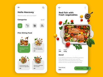 Food App animation app button design flat minimal typography ui ux web