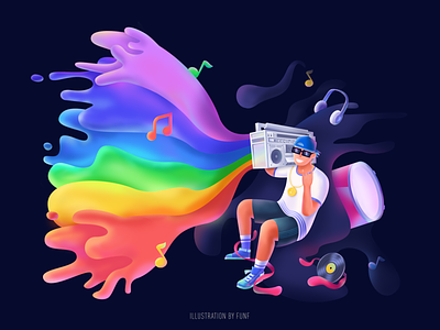 Music player #1 color design fluid headset illustration music ps rainbow sketch sound