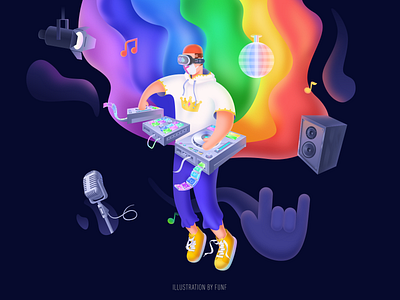 Music player #2 color fluid illustration microphone music ps rainbow sketch sound