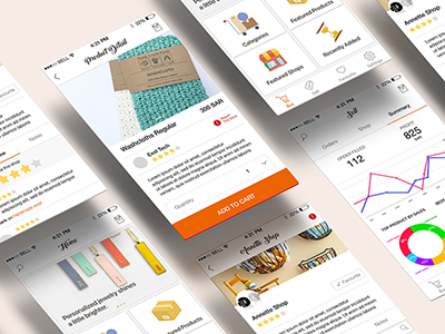 E-Commerce App app application cards chart dashboard design ecommerce interface login mobile products sell