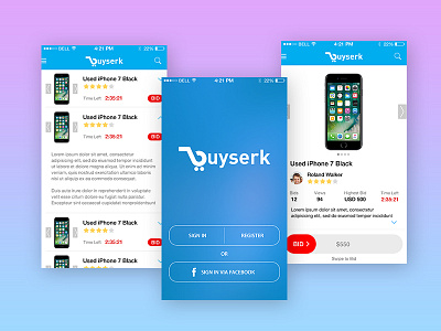 Buyserk eCommerce App app apple buy ecommerce interface ios login market mobile ui