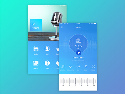 Beheard App UI app apple interface ios menu mobile radio tune ui