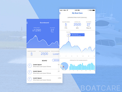 BoatCare App app apple application chart clean dashboard interface ios mobile simple ui