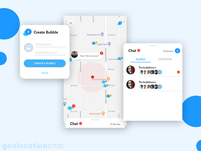 Geolocation Chat App app application chat clean geolocation interface location mobile ui user