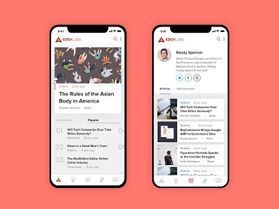 News App apps blog ios mobile apps news profile ui uidesign user interface