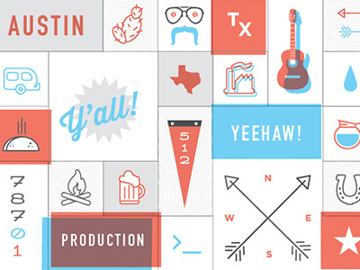 ATX Austin, Texas Pattern arrows austin beer cactus cowboy icons illustration interiors southwest texas typhography wall