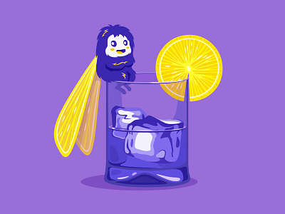 Drink Monster No4 coaster drink glass ice illustration lemon monster vector vodka