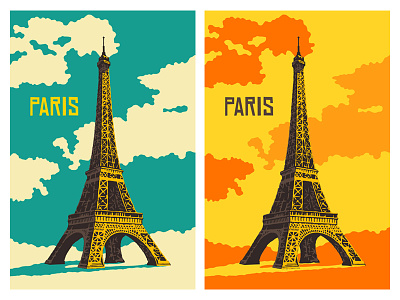 Paris Poster eiffel illustration paris tower travel vector