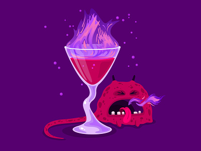 Drink Monster No3 alcohol character coaster drink fire glass illustration monster pink vector