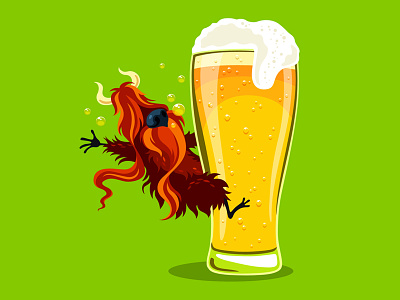 Drink Monster No5 beer character coaster drink drunk glass horn illustration red vector