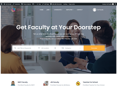 Get Faculty - Online Job Portal branding design homepage illustration logo typography ui vector web design wordpress