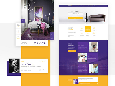 Classy real estate portal agent branding home purple real estate violet yellow