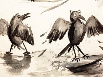 A murder of crows dontbreakthechain illustration sketch watercolor