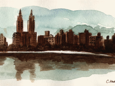 Upper East Side illustration sketches watercolor