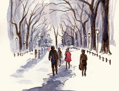 somewhere in Central Park illustration nyc sketch watercolor