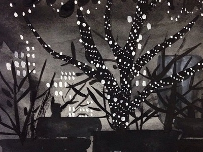 Night lights dontbreakthechain illustration sketch watercolor