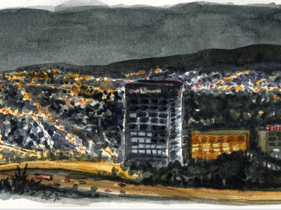 The Valley, view from Universal City Overlook illustration los angeles sketch watercolor