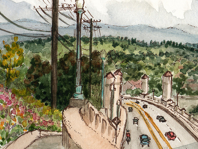 Atwater Village, Silver Lake illustration los angeles sketch watercolor