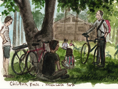 CicLAvia 2011 Route, Hollenbeck Park illustration los angeles sketch watercolor