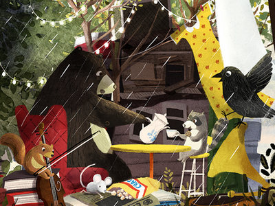 On a rainy day... character design illustration picture book