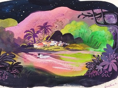 Pink Landscape dontbreakthechain gouache illustration sketch watercolor