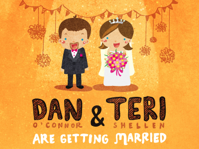 Dan & Teri! hand lettering illustration invite wedding