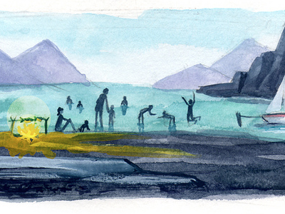 On the Fjord books gouache illustration