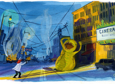 Spies + Sleuths + Detectives gouache illustration